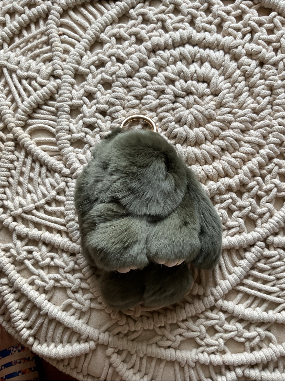 Olive Green Faux Fur Bunny Bag Charm by